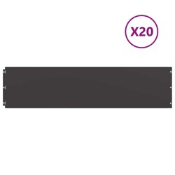 Bordures de pelouse 20 pcs noir 25x103 cm acier laminé à froid 