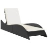 Chaise longue avec coussin noir 60x205x73 cm résine tressée 