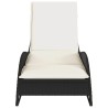 Chaise longue avec coussin noir 60x205x73 cm résine tressée 
