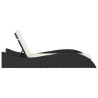 Chaise longue avec coussin noir 60x205x73 cm résine tressée 