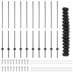 Clôture en treillis métallique avec 20 poteaux U gris 1,4x10 m en acier 