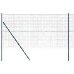 Clôture en fil soudé avec 13 poteaux Vert 1x25 m Acier 
