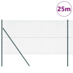 Clôture en fil soudé avec 13 poteaux Vert 1x25 m Acier 
