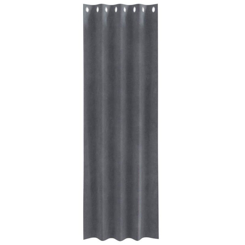 Rideaux occultants avec œillets 2 pcs en velours gris clair super léger 
