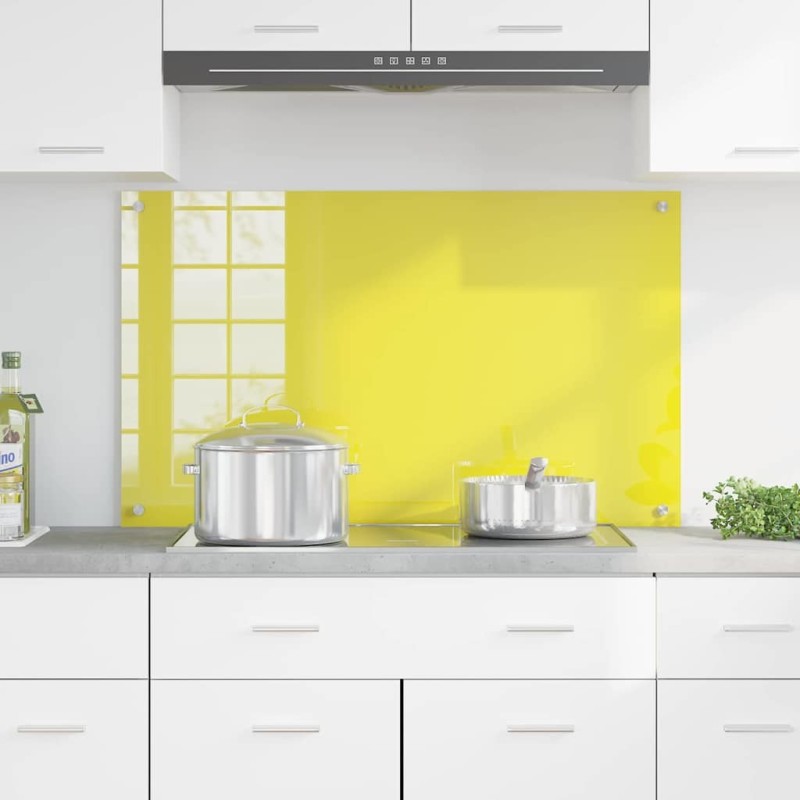 Dosseret de cuisine Jaune 100x60x0,6 cm en verre trempé 