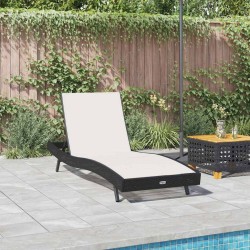 Chaise Longue Noir en Rattan et Textilène 