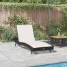 Chaise Longue Noir en Rattan et Textilène 
