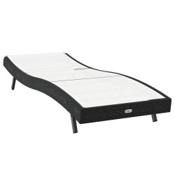 Chaise Longue Noir en Rattan et Textilène 