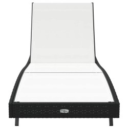 Chaise Longue Noir en Rattan et Textilène 
