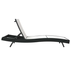 Chaise Longue Noir en Rattan et Textilène 