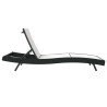 Chaise Longue Noir en Rattan et Textilène 