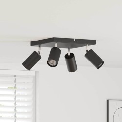 Projecteur de Plafond 4 Voies Réglable Noir GU10 