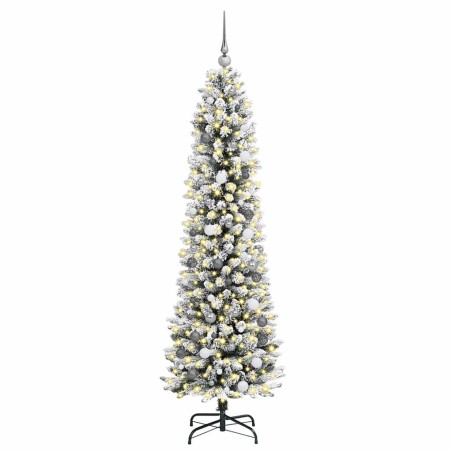 Sapin de Noël mince Blanc 210 cm PVC 