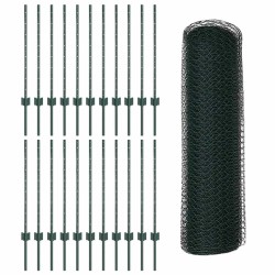 Poteaux de clôture 11 pcs U-Channel Vert 80 cm Acier 