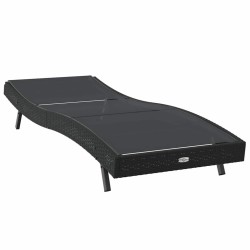 Chaise longue noire en poly rotin et textilène 