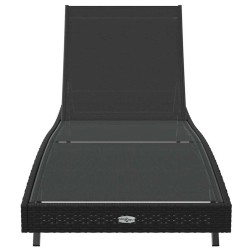Chaise longue noire en poly rotin et textilène 