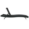 Chaise longue noire en poly rotin et textilène 