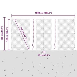 Jeu de Poteaux de Clôture Argent 10 x 1.4 m Acier galvanisé 