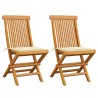Chaises de jardin et coussins crème lot de 2 Bois teck massif 