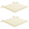 Chaises de jardin et coussins crème lot de 2 Bois teck massif 