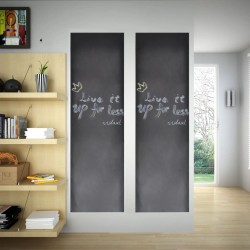 Tableau noir autocollant mural 0,6x3 m 2 rouleaux avec craies 