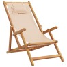 Chaises de plage pliantes lot de 2 beige tissu et bois massif 