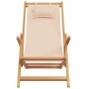 Chaises de plage pliantes lot de 2 beige tissu et bois massif 