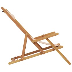 Chaises de plage pliantes lot de 2 beige tissu et bois massif 