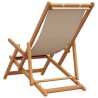 Chaises de plage pliantes lot de 2 beige tissu et bois massif 