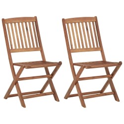 Chaises pliables de jardin lot de 2 avec coussins Bois d'acacia 