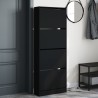Armoire à chaussures noir 60x21x163,5 cm bois d'ingénierie 