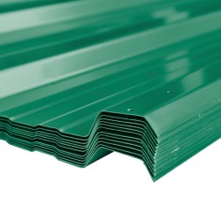 Panneaux de Toiture 12 pcs Vert 129 x 45 cm Acier galvanisé 