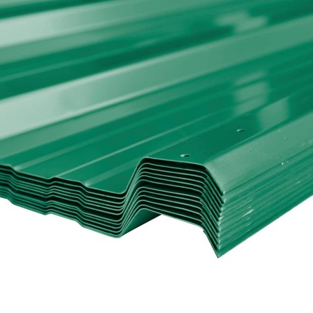 Panneaux de Toiture 12 pcs Vert 129 x 45 cm Acier galvanisé 