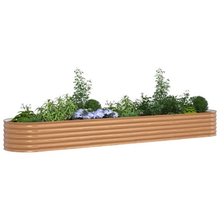 Lit de Jardin Surélevé Brun avec Aspect Bois 400x80x44 cm en Acier 