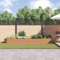 Lit de Jardin Surélevé Brun avec Aspect Bois 400x80x44 cm en Acier 