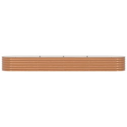 Lit de Jardin Surélevé Brun avec Aspect Bois 400x80x44 cm en Acier 