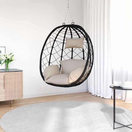 Panier de chaise œuf suspendue sans support taupe en rattan synthétique. 