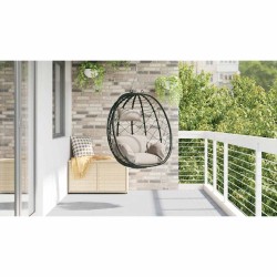Panier de chaise œuf suspendue sans support taupe en rattan synthétique. 