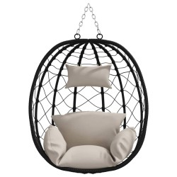Panier de chaise œuf suspendue sans support taupe en rattan synthétique. 