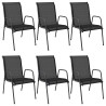 Chaises de jardin lot de 6 Acier et textilène Noir 