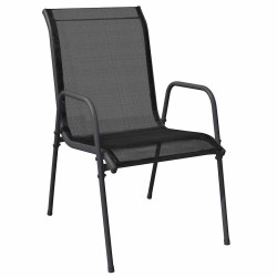 Chaises de jardin lot de 6 Acier et textilène Noir 