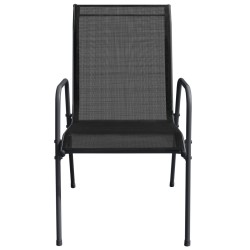 Chaises de jardin lot de 6 Acier et textilène Noir 