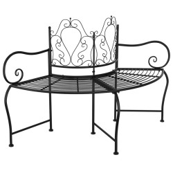 Banc tour d'arbre 150 cm Noir Acier 