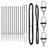 Set de poteaux de clôture avec pointe 13 pcs Gris Ø32mm 160 cm 