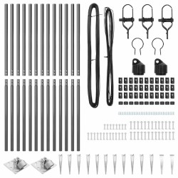 Set de poteaux de clôture avec pointe 13 pcs Gris Ø32mm 160 cm 