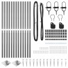 Set de poteaux de clôture avec pointe 13 pcs Gris Ø32mm 160 cm 