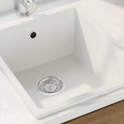 Évier de cuisine en granit blanc avec trou de trop-plein 