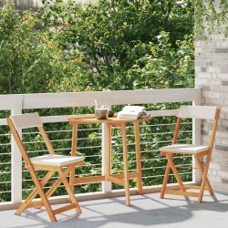 Ensemble de bistro 3 pièces avec coussins en bois massif d'acacia 