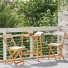 Ensemble de bistro 3 pièces avec coussins en bois massif d'acacia 