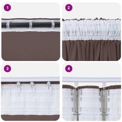 Rideaux en velours 2 pcs avec œillets marron 225x140 cm 